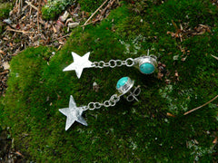 Silver Star and chain earrings