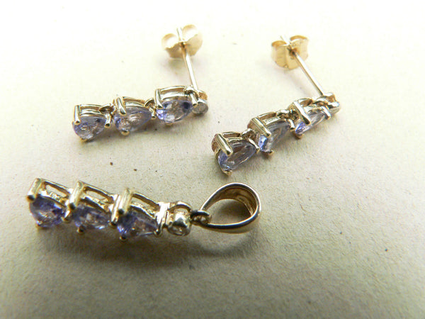 tanzanite earring and pendent set